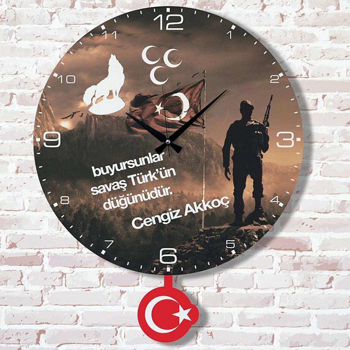Kişiye Özel Savaş Türk’ün Düğünüdür Tasarımlı Hediye Sallanan Sarkaçlı Saat KA07-1623