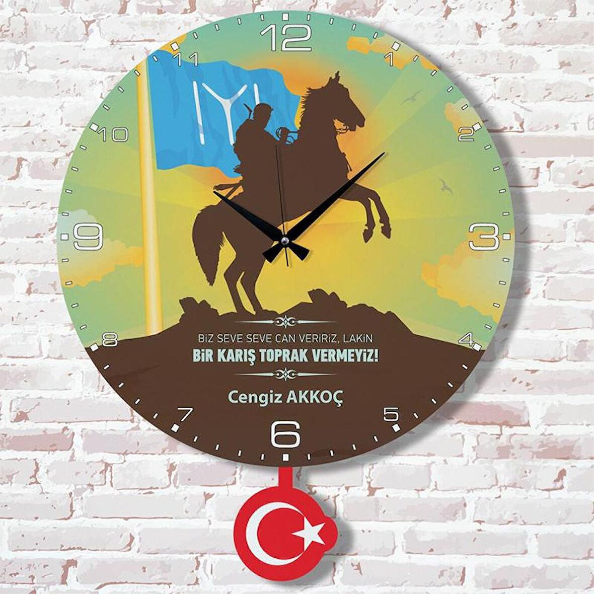 Kişiye Özel Toprak Vermeyiz Tasarımlı Hediye Sallanan Sarkaçlı Saat KA07-1643
