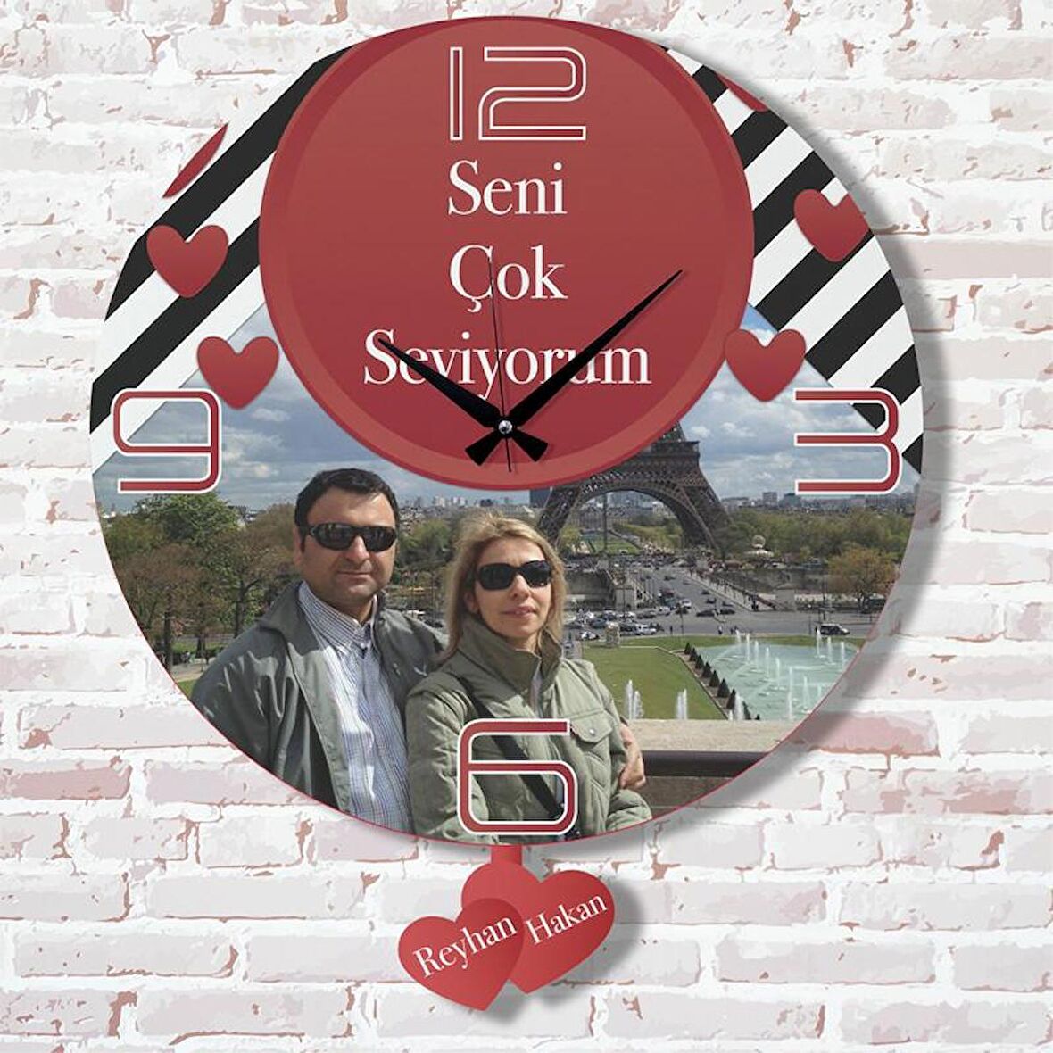 Sevgililer Günü Hediyesi Fotoğraflı Sallanan Sarkaçlı Saat KA07-1780