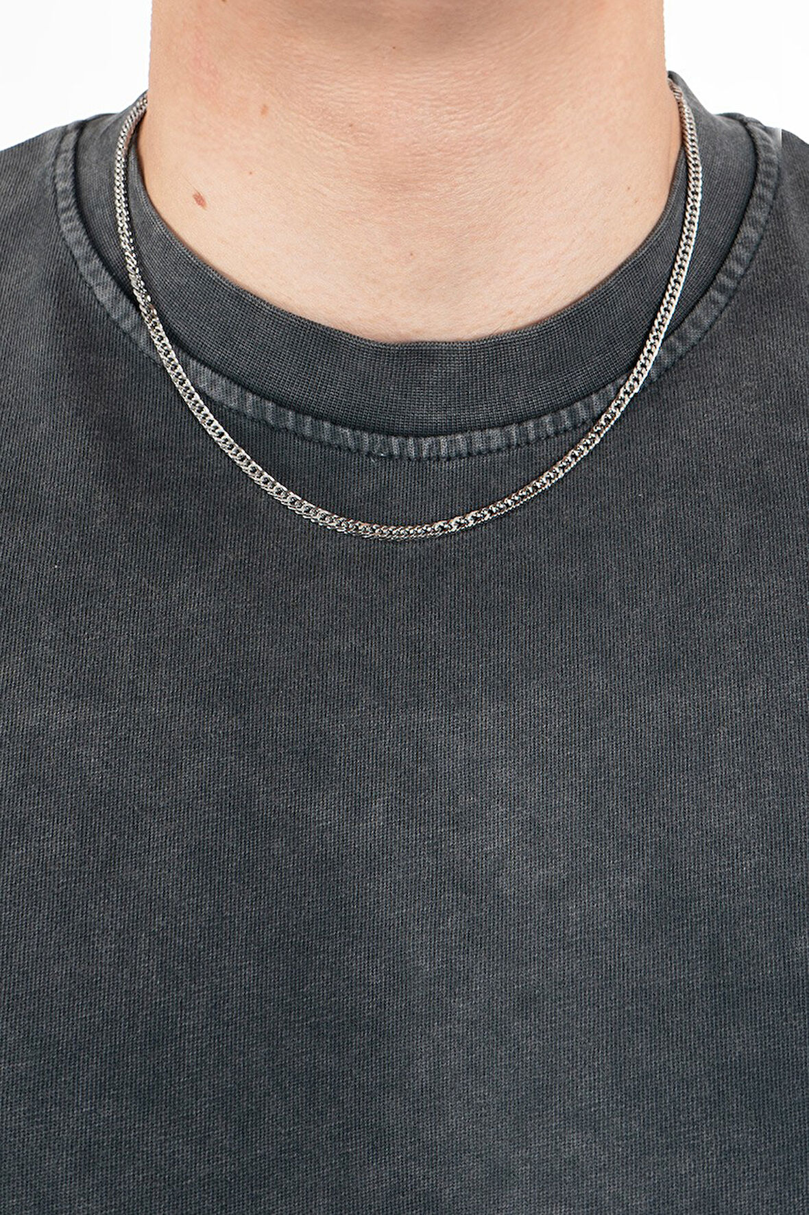 4mm x 50cm Cuban Chain Çelik Zincir Kolye KA1175GM