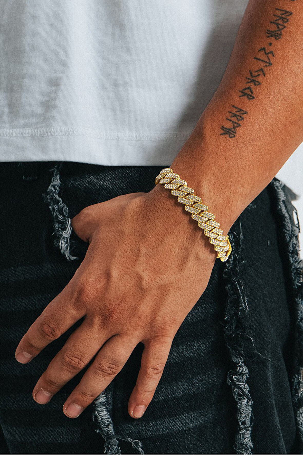 12mm Iced Out Prong Chain Erkek Bileklik KA1264AL