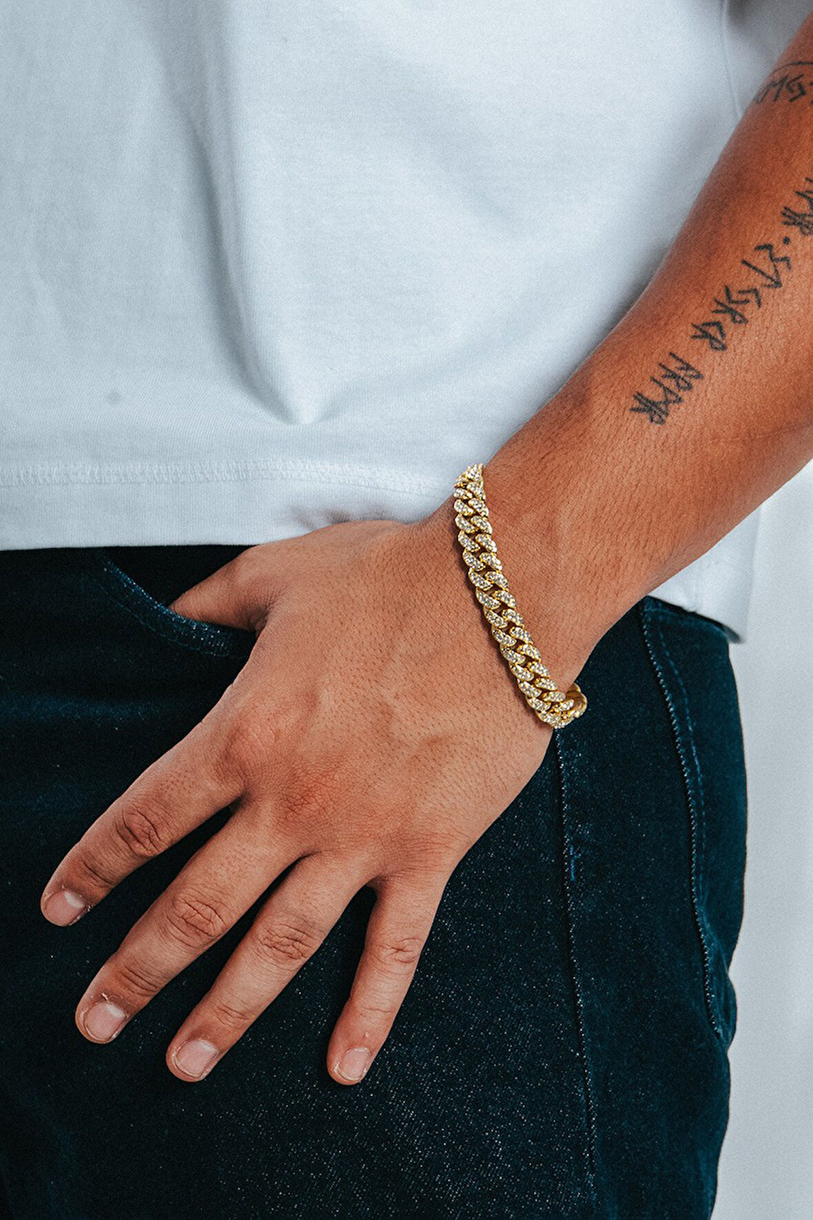 10mm Iced Out Cuban Chain Erkek Bileklik KA1378AL