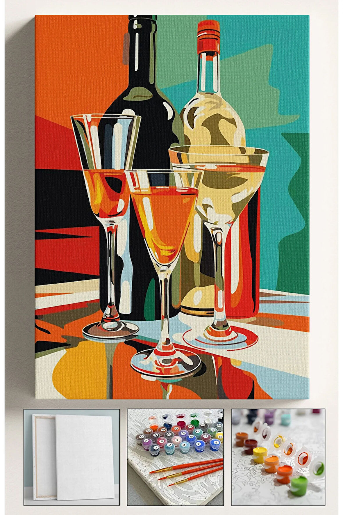 Sayılarla Boyama Tuval Seti Fırça Boya Dahil Çıtalı 40x50 cm - KADEH