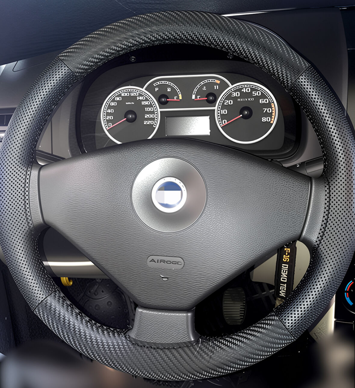 DİKİŞLİ DİREKSİYON KILIFI KARBON DERİ NOKTALI DERİ SİYAH DİKİŞLİ F.IAT ALBEA İÇİN