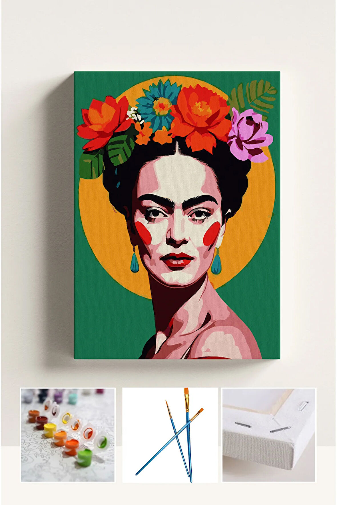 Sayılarla Boyama Seti Numaralı Tuval Fırça Boya FERİDE KAHLO 40X50 Cm