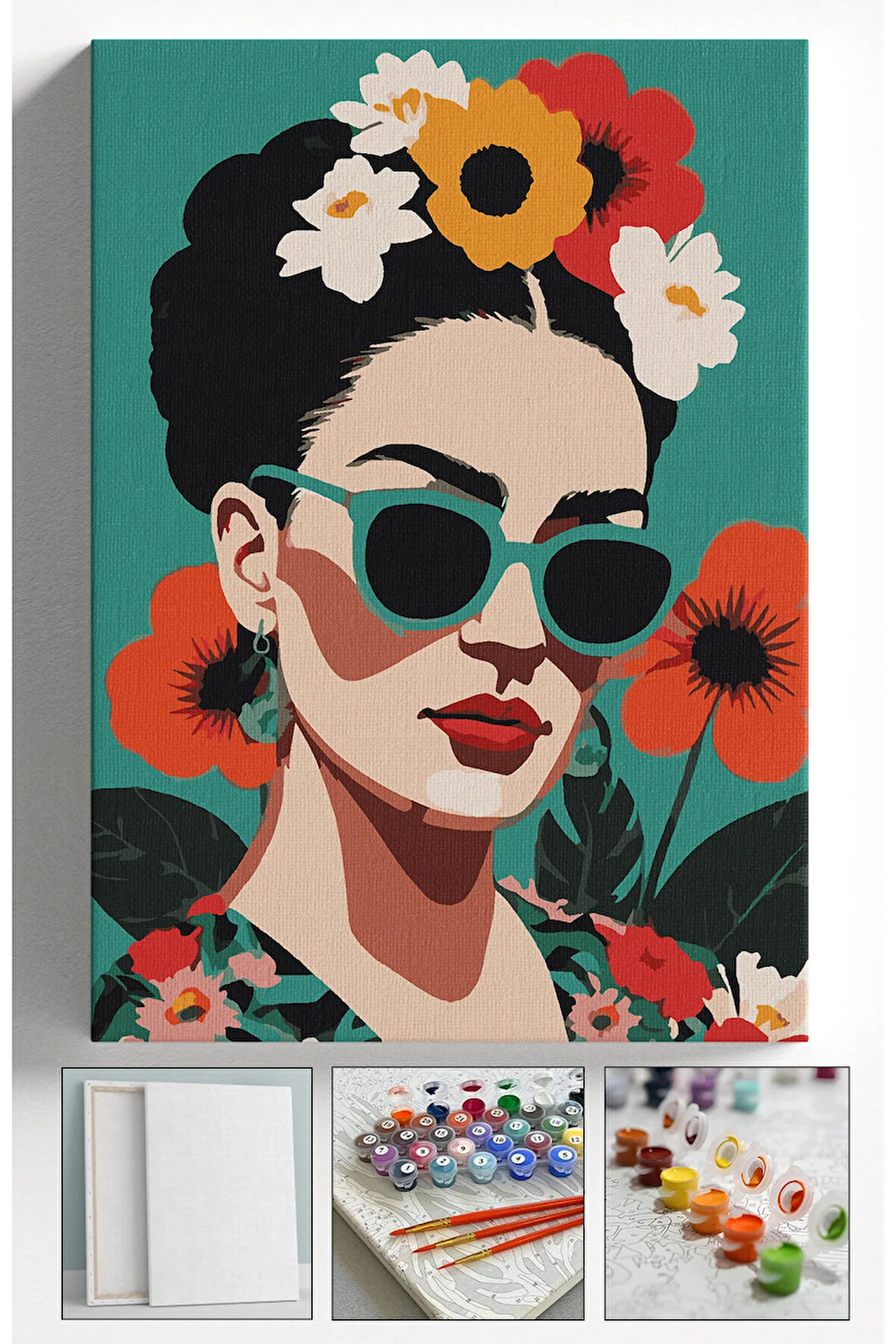 Sayılarla Boyama 40x50 Tuval Fırça Boya Dahil KAHLO