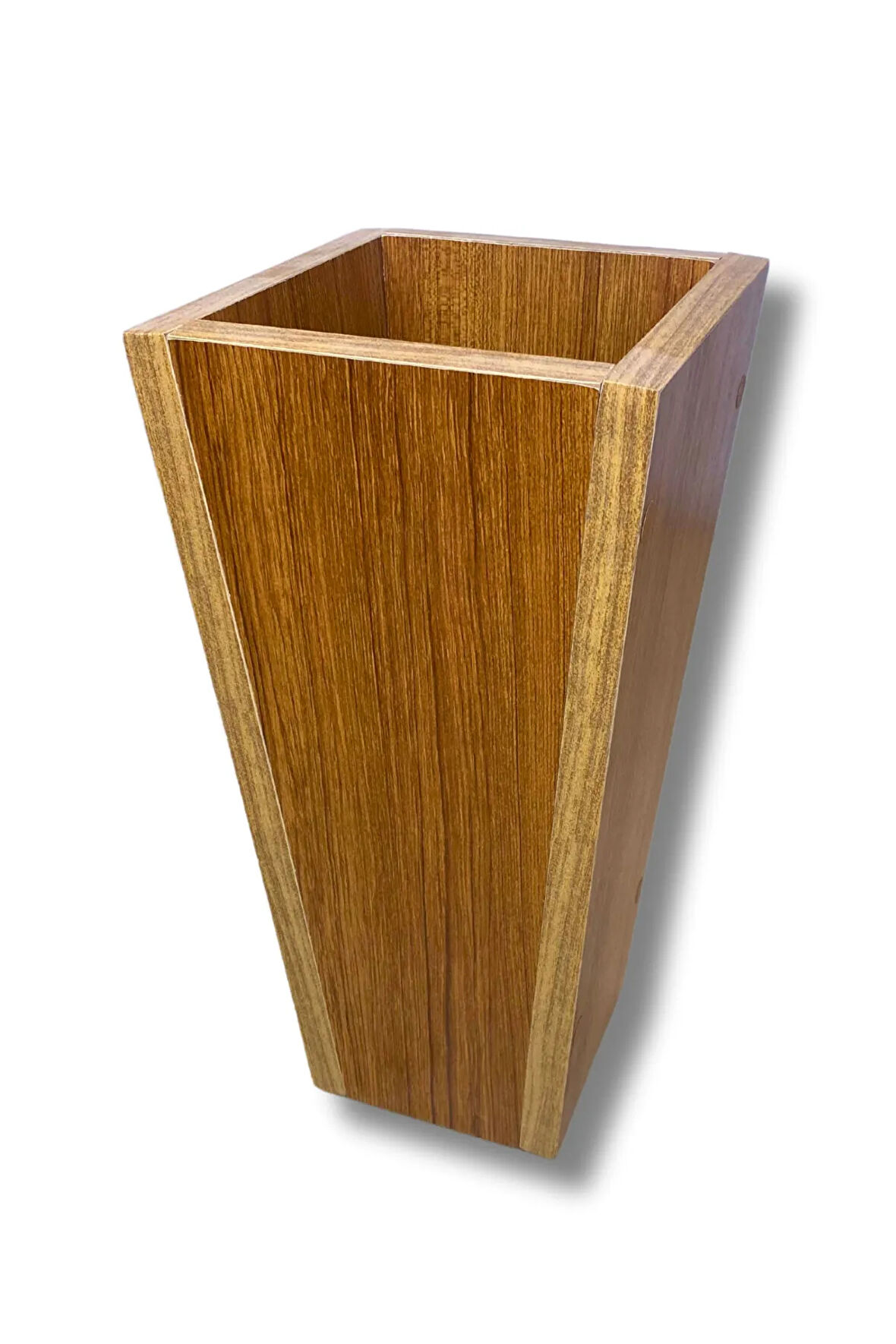 Kahvrengi Ahşap Mdf Vazo Saksı 19x19x38 Cm Iç Mekan Saksısı