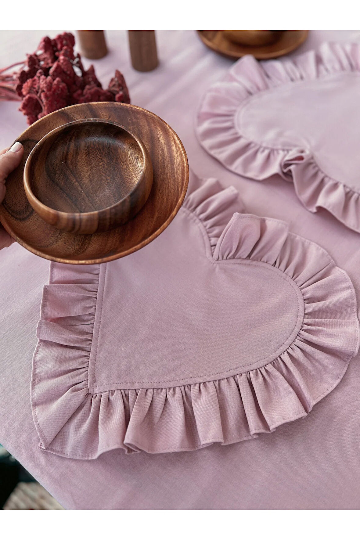 Rosy Kalp Fırfırlı Keten Supla / Amerikan Servis 6lı