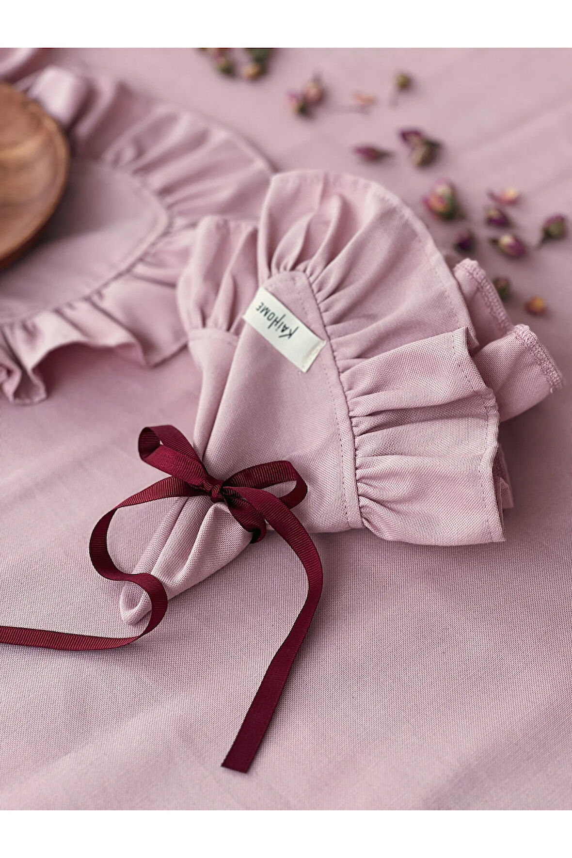 Rosy 6Lı Keten Kumaş Fırfırlı Peçete / Supla