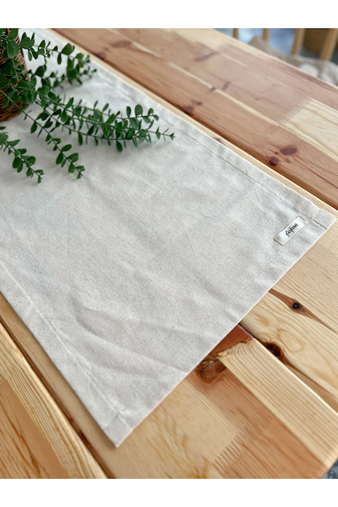 Ham Keten Dikdörtgen Düz Runner 50x150cm