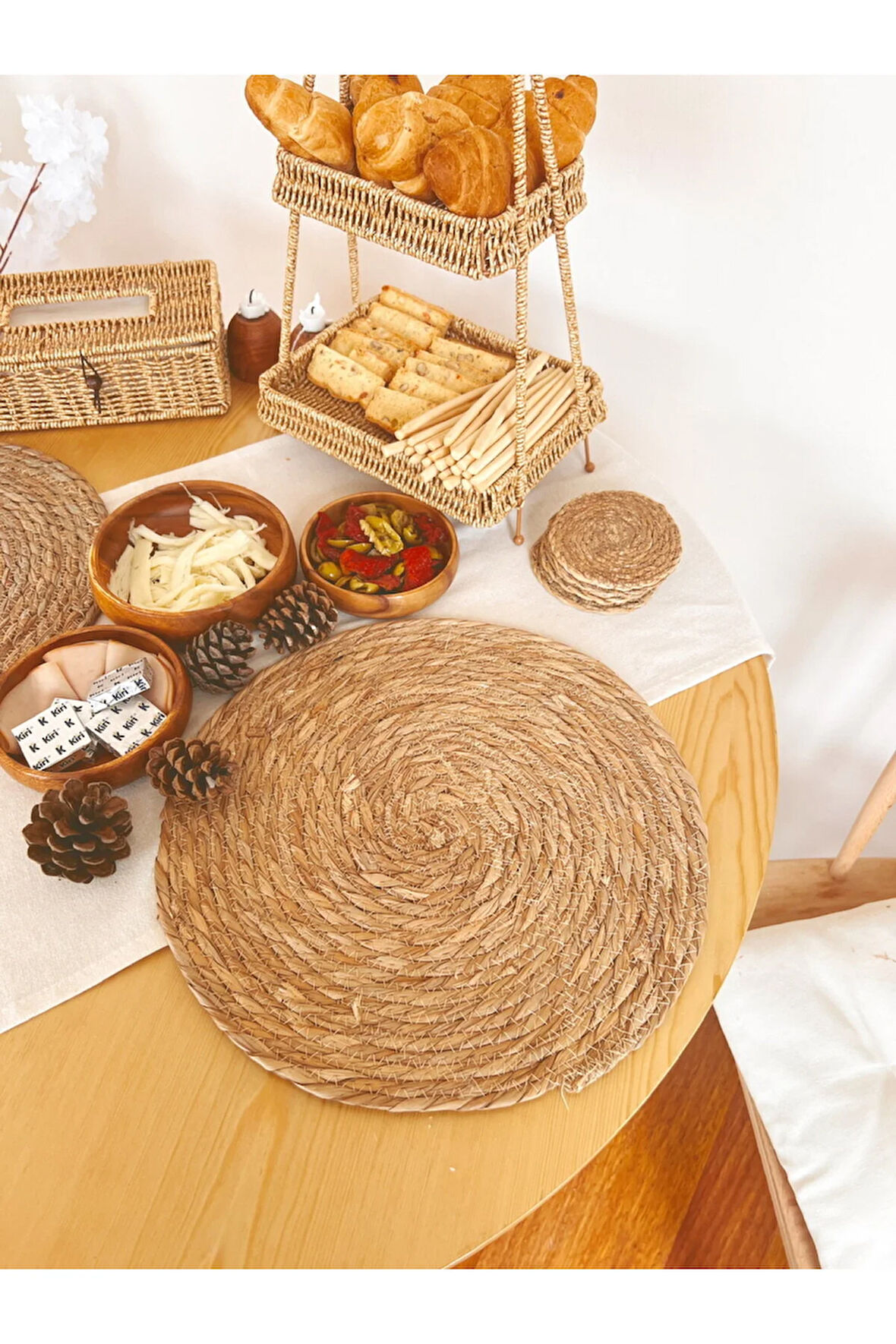 Doğal Hasır Örme 2Lİ Amerikan Servis/Supla/Sunum