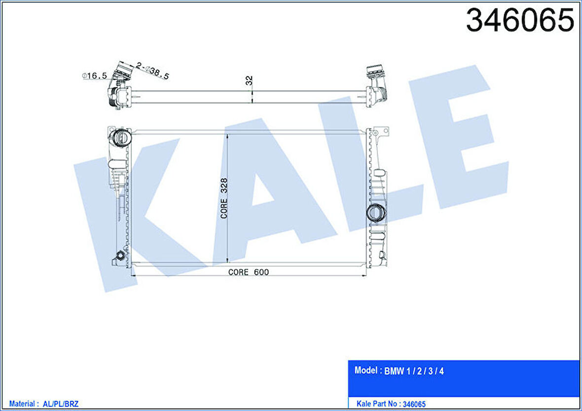 KALE Su Radyatörü Bmw F20 10 F21 11 F30 11 06/11