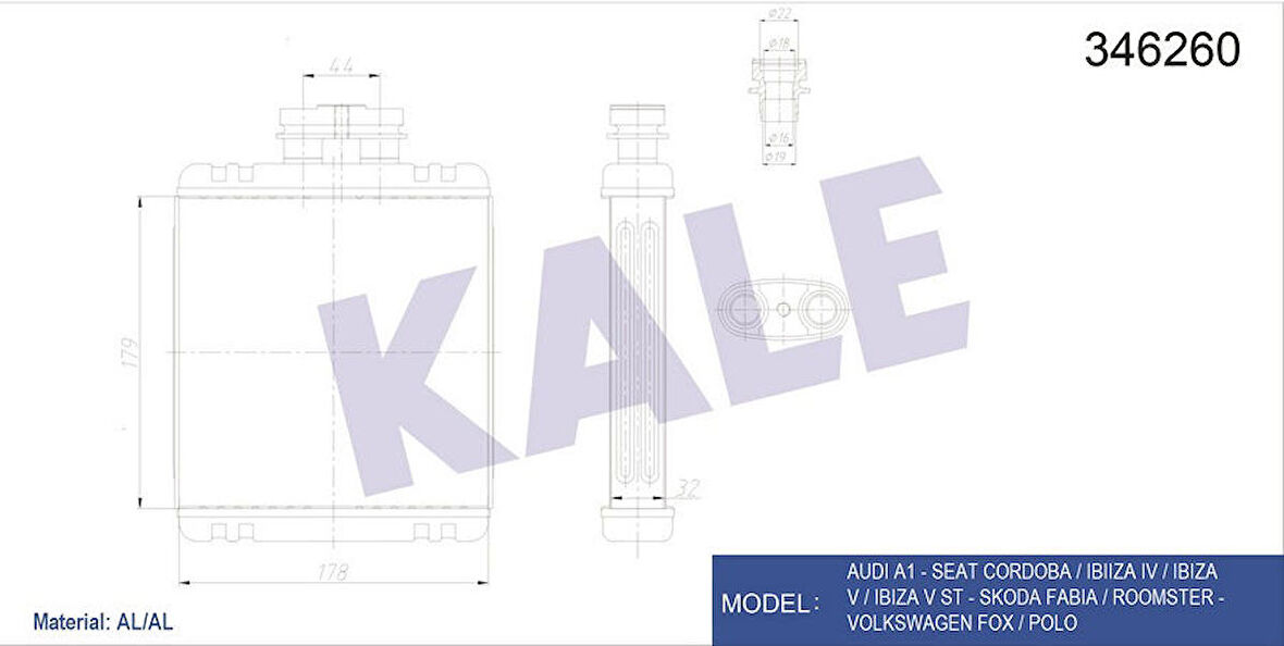 KALE Kalorifer Radyatörü Polo-Ibıza Iv-Fabıa-Cordoba-1.2 12v-1.4 16v1.6 16v-1.4tdı-1.