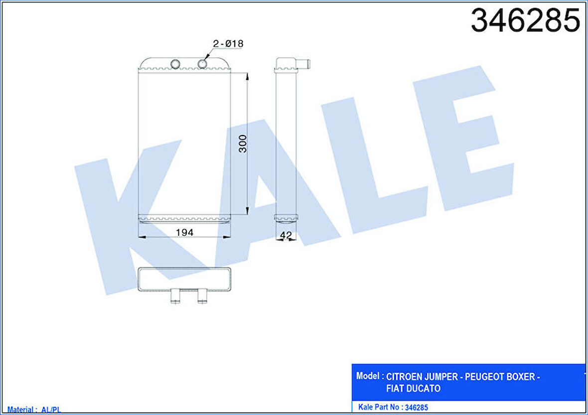 KALE Kalorifer Radyatörü Ducato-Boxer-Jumper2.5tdı-2.8tdı 94-02