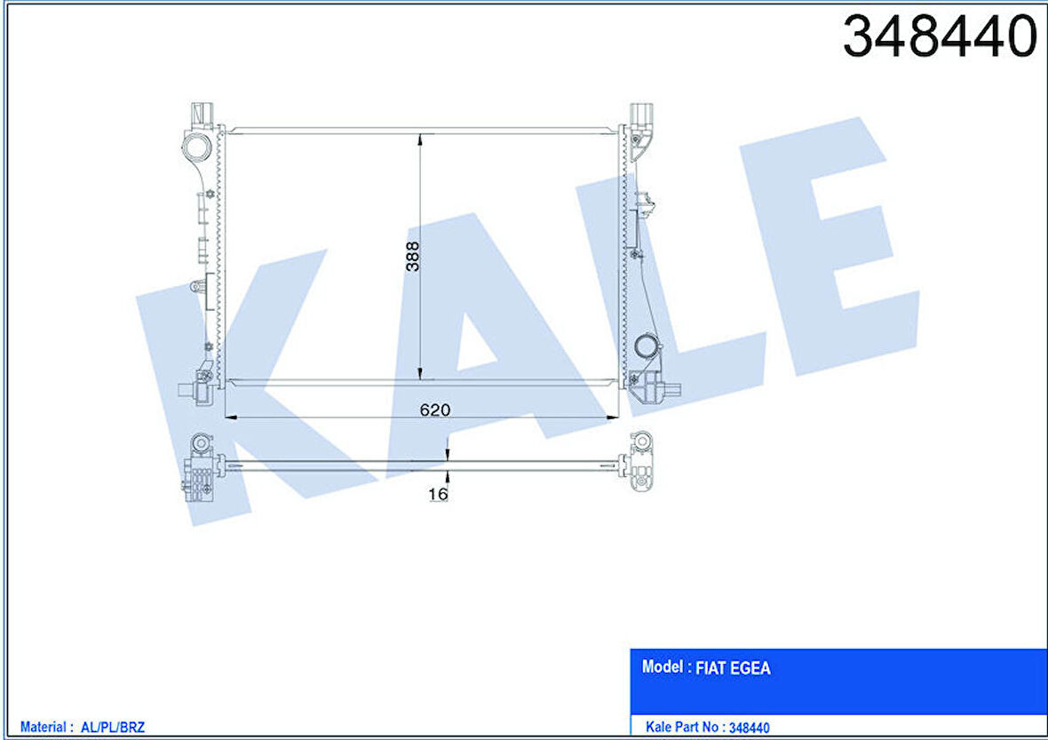 KALE Su Radyatörü Fiat Egea 1.3-1.4 Al-Pl-Brz