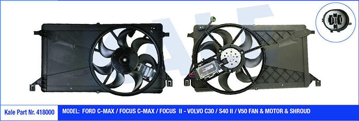 KALE Fan Motoru Davlumbazlı Ford Cmax-Focus-Focus 3-Volvo C30-S40 Iı-V50 250w-390mm