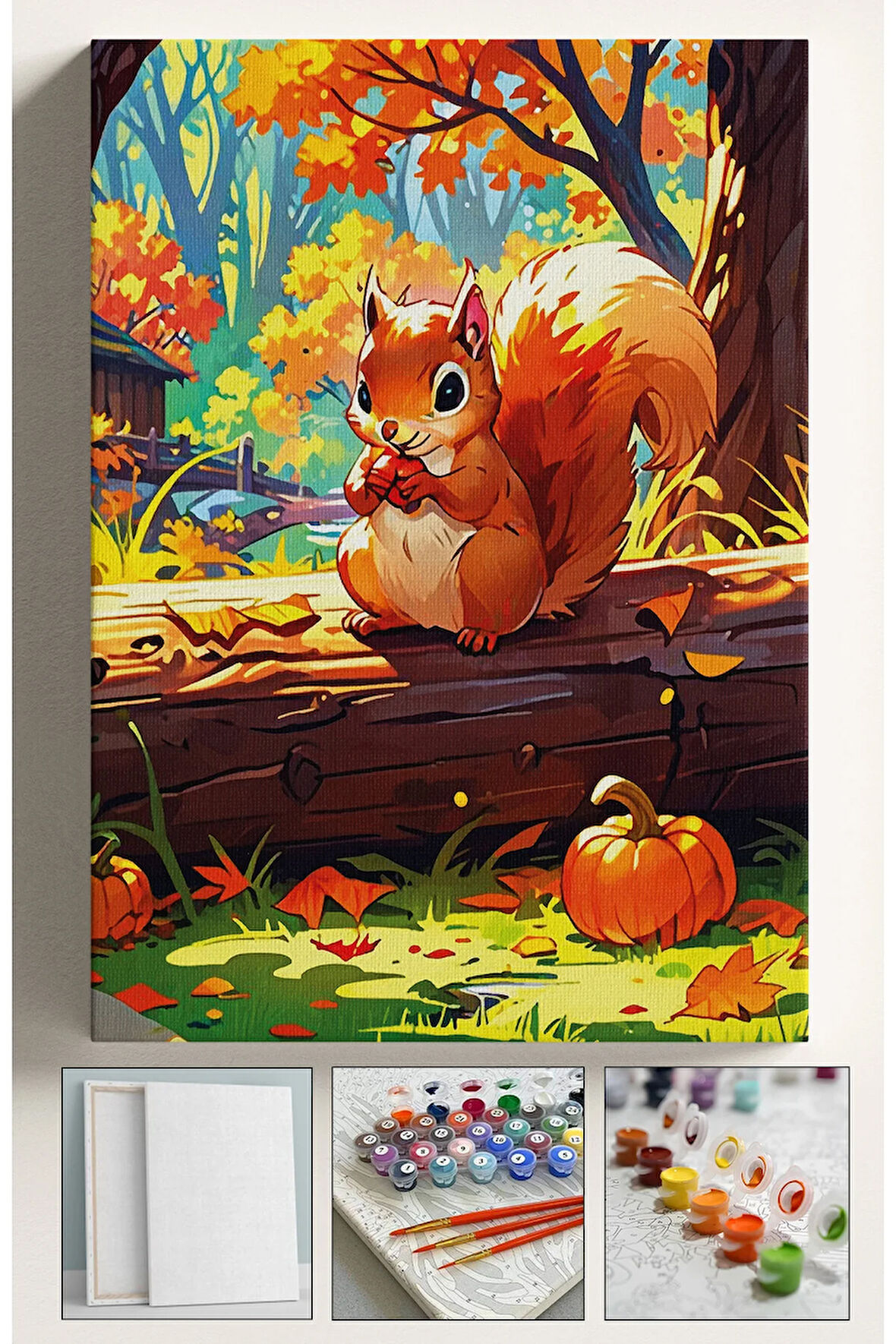 Sayılarla Boyama Hobi Seti Çerçeveli KALP KEDİ Kasnaklı 40x50Cm