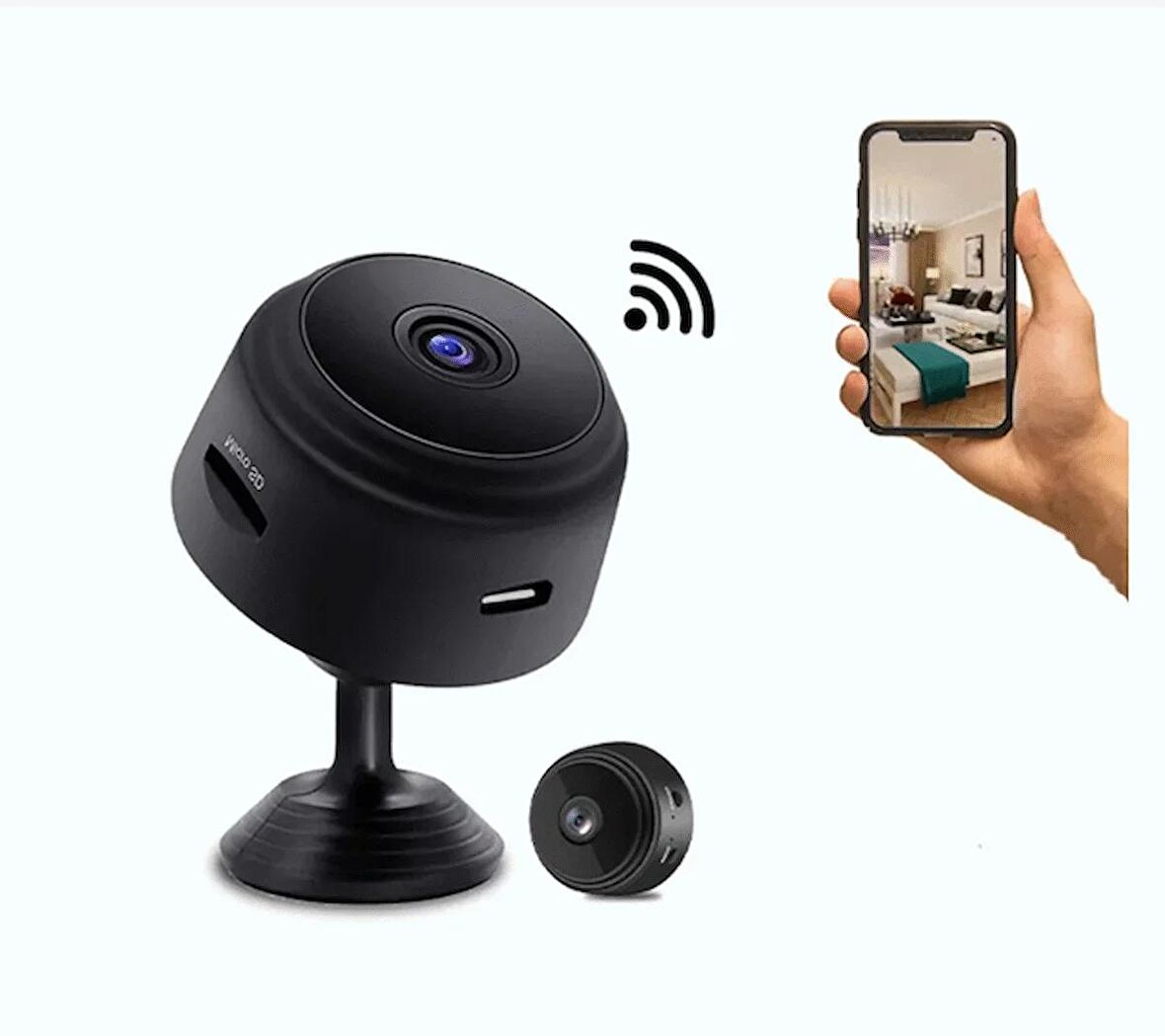 İç Güvenlik Kamerası, Mini WiFi HD 1080p Kamera Kızılötesi Gece Görüş Yakalı, Hareket Sensörü