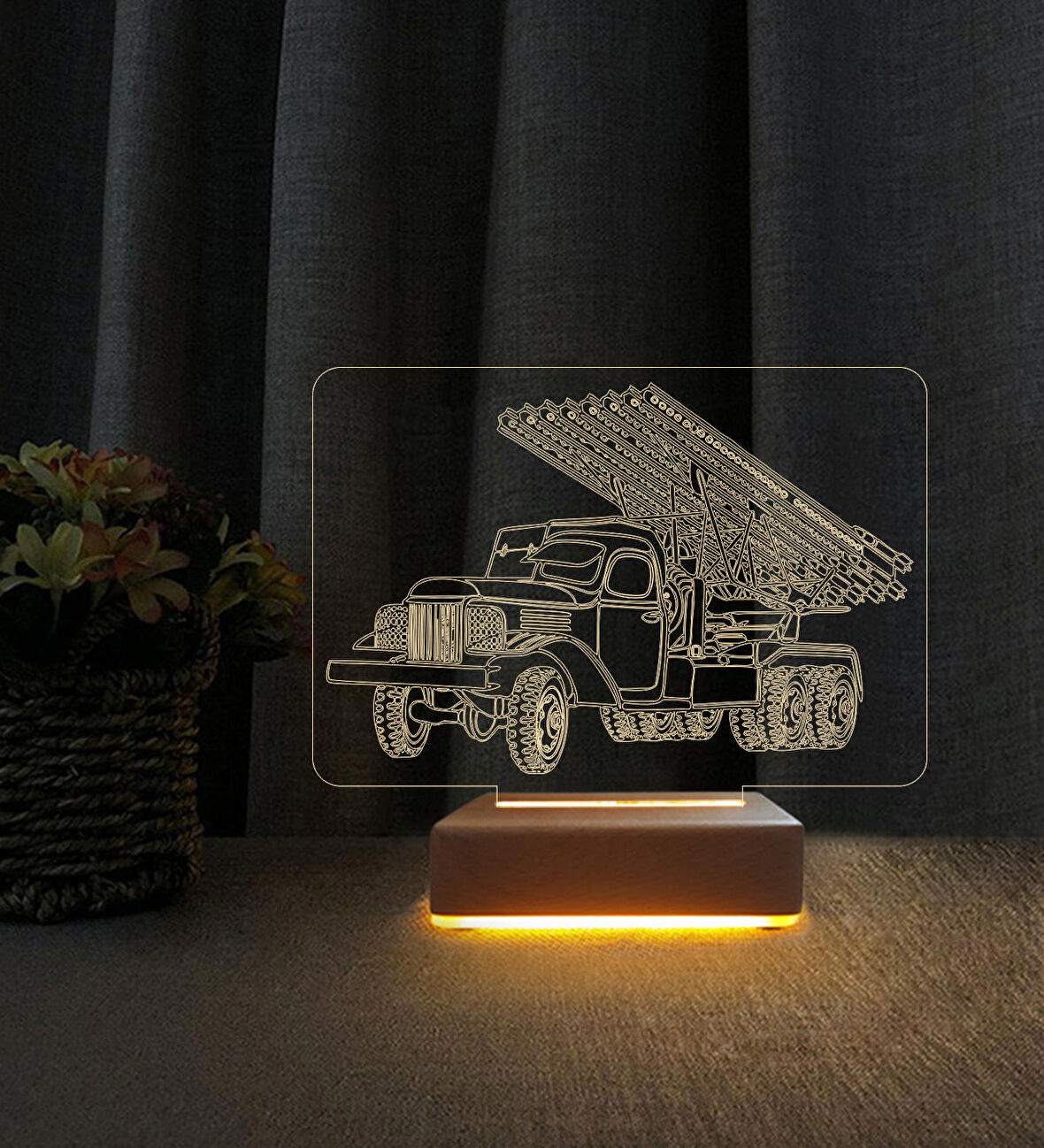 Kamyonet Tasarımlı  3d Led Masa Lambası Doğum Günü Hediyesi Lamba