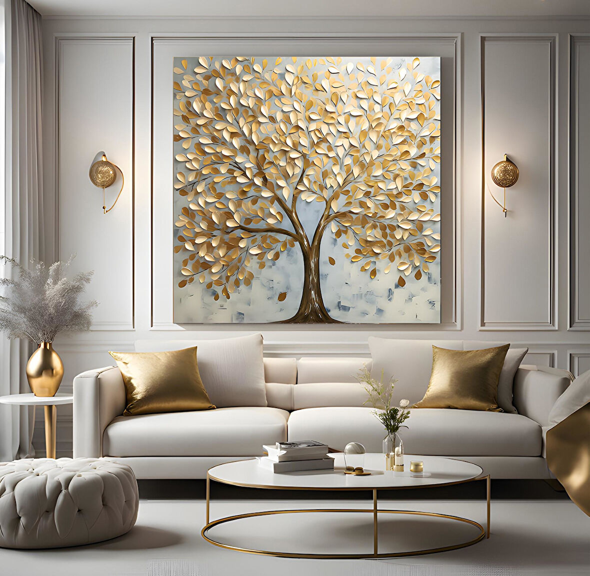Altın Ağaç Kanvas Tablo