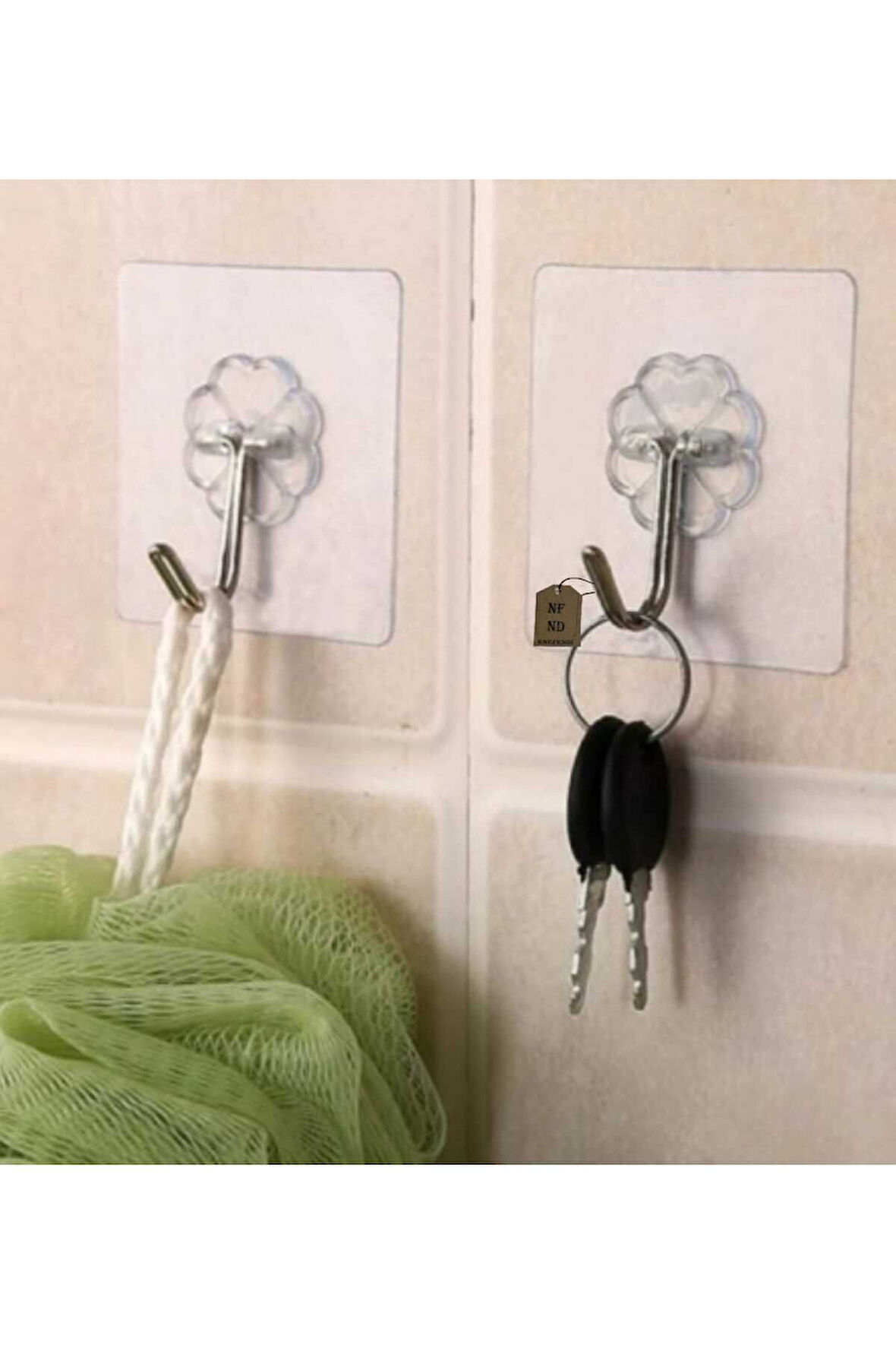KENDİNDEN YAPIŞKANLI ASKI METAL KANCALI ŞEFFAF ÇOK AMAÇLI 5'Lİ  6x6cm