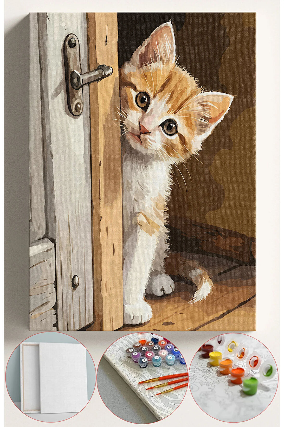 Sayılarla Boyama Seti Numaralı Tuval Fırça Boya 40x50 Cm - KAPIARKASIKEDİ