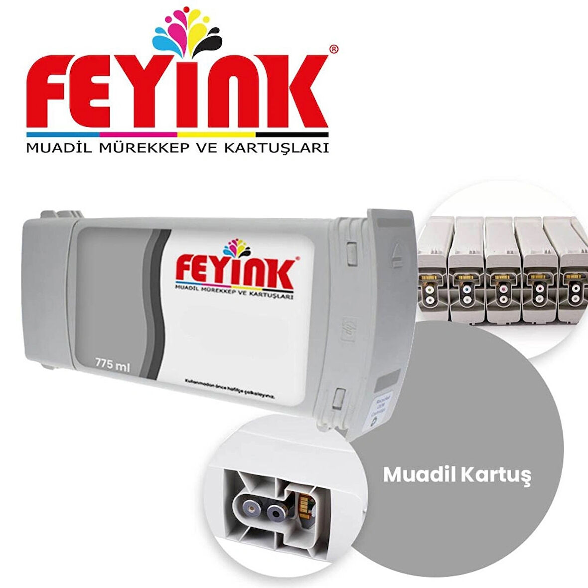 Feyink® HP 727 Magenta (M) Orijinal Mürekkep Dolumlu Feyink Kartuş 300 ml Kırmızı, Uyumlu: HP DesignJet T795, T1300, T1200, T2300							