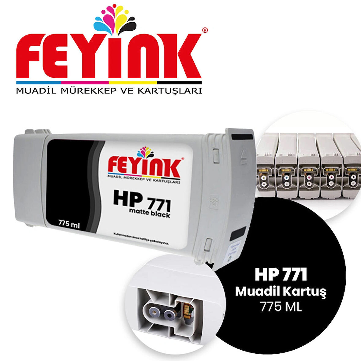 Feyink® Hp 771 Matt Black (MK) Feyink Muadil Kartuş 775ml Designjet Z6200							