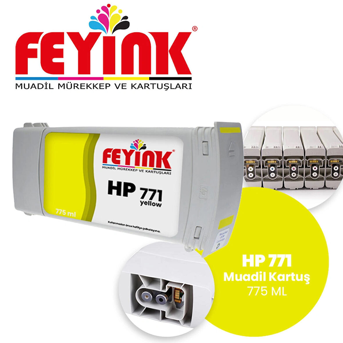 Feyink® Hp 771 Yellow (Y) Feyink Muadil Kartuş 775ml Designjet Z6200							