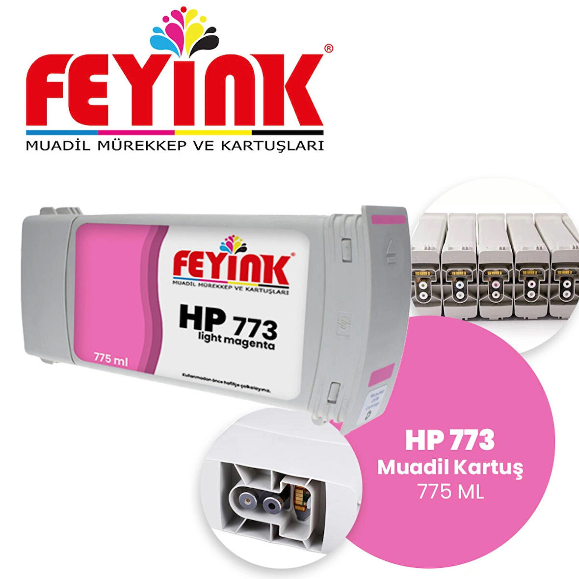 Feyink® Hp 773 Light Magenta (LM) Feyink Muadil Kartuş 775ml Designjet Z6800							