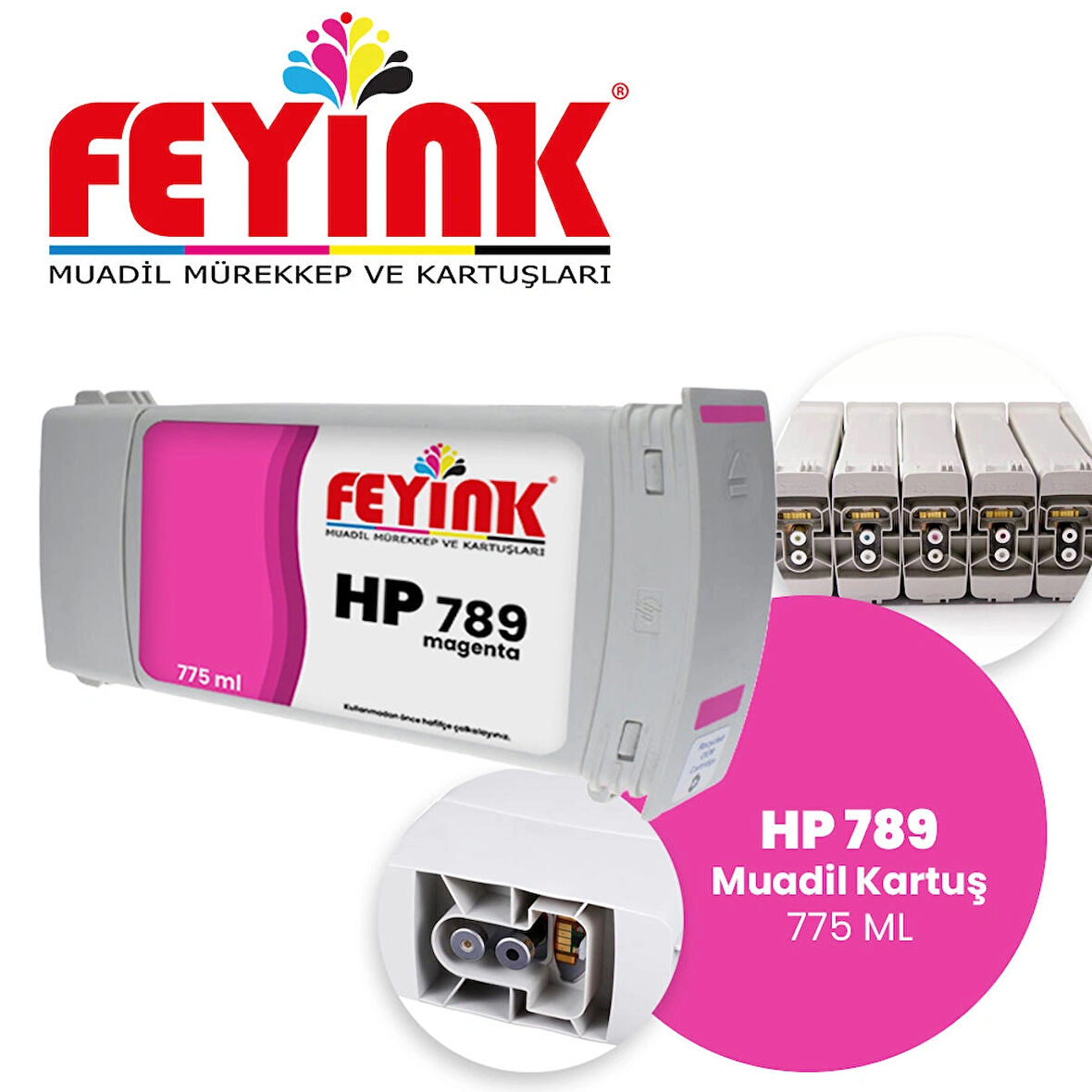 Feyink® Hp Latex 789 Magenta (M) Orijinal Mürekkep Dolumlu Feyink Kartuş 775ml L25500							