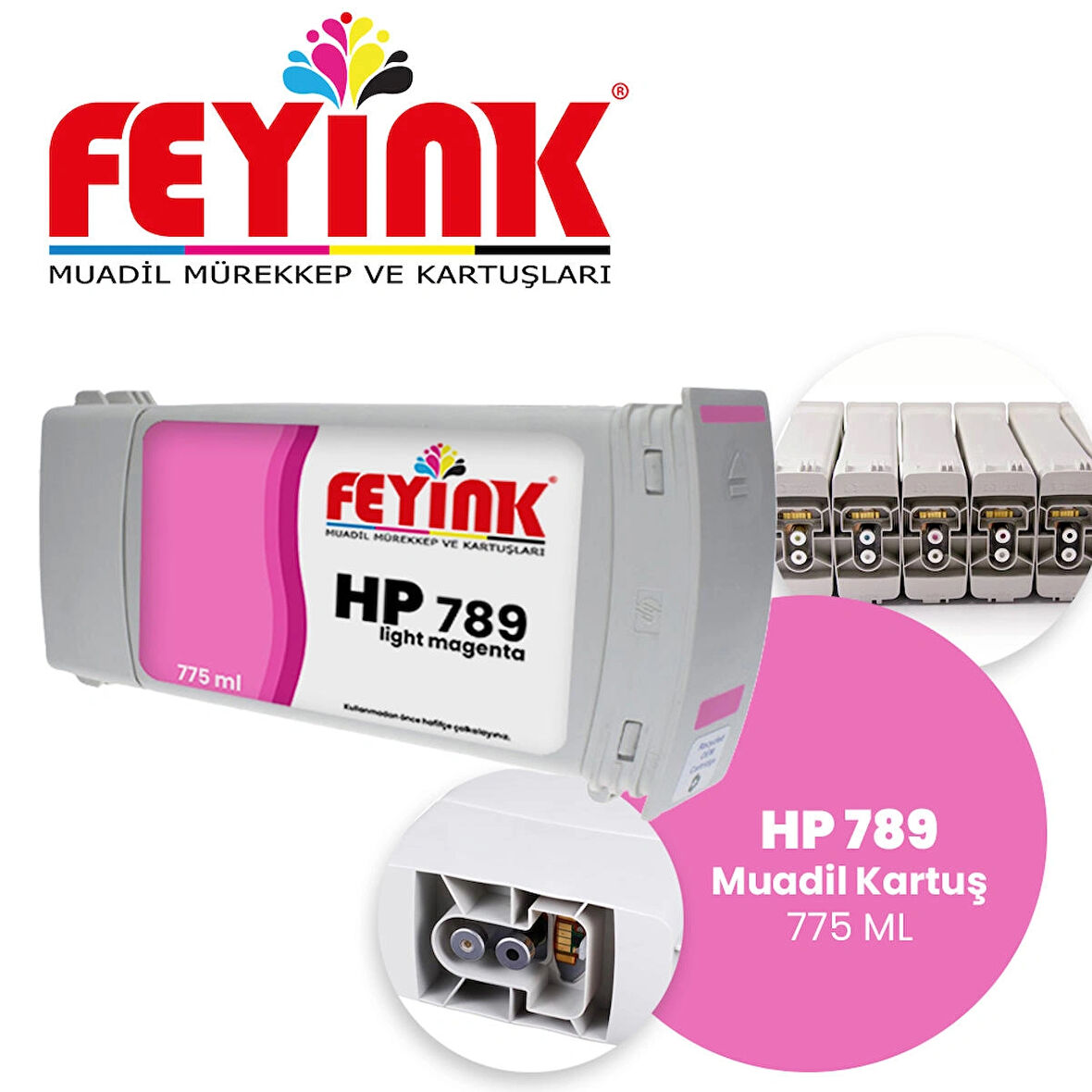 Feyink® Hp Latex 789 Light Magenta (LM) Orijinal Mürekkep Dolumlu Feyink Kartuş 775ml L25500							