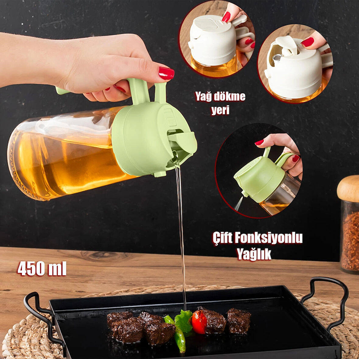 Porsima Alk-1900 2 Li Çok Amaçlı Cam Sprey Şişe Yağlık Yağdanlık