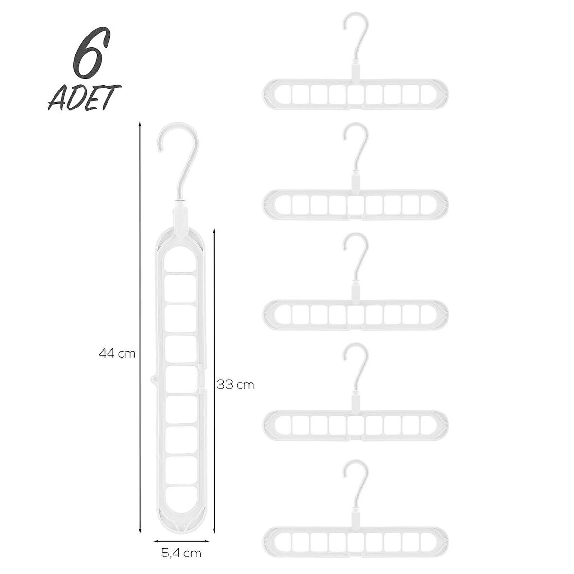 Porsima org-250 6 Adet Çok Fonksiyonlu Dolap Içi Düzenleyici Organizer Sihirli Askı Tişört Gömlek Elbise Askısı