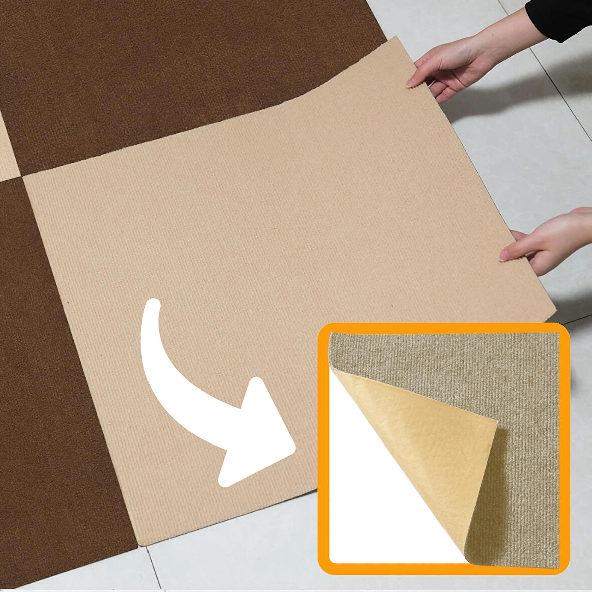 Beylini Kendinden Yapışkanlı Halıfleks Keçe Kaymaz Ev Tekne Ofis Yat Denizlicik Marina Kolay Uygulanabilir Yapışkanlı Karo Halı Devetüyü 40X40 cm