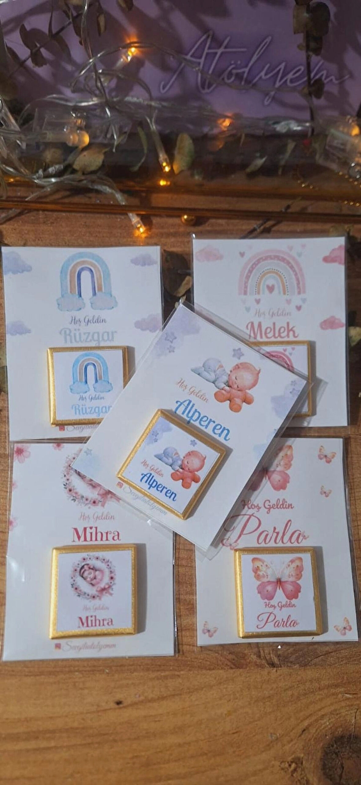  Kartlı Bebek Çikolatası 5 Adet Yeni Doğan Doğum Günü Hediyelik
