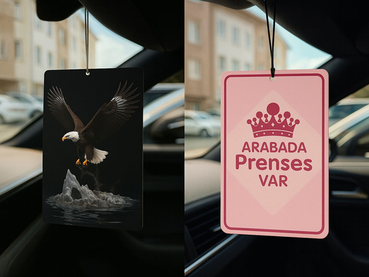 Kartal ve Arabada Prenses Var - İkili Oto Kokusu - Dekoratif Araç Kokusu ve Aksesuarı