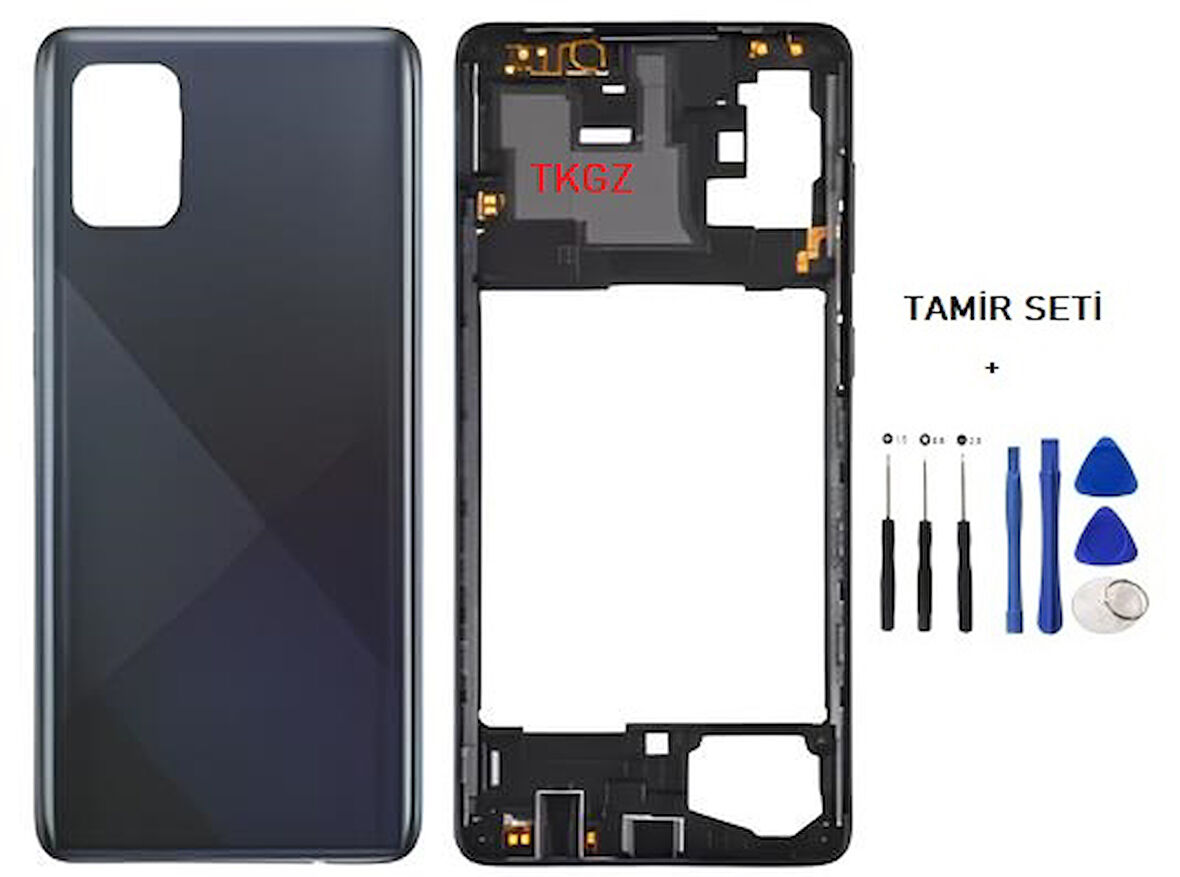 Samsung Galaxy A71 - SM-A715F FULL Kasa Arka Kapak Takım SİYAH - TAMİR SETİ