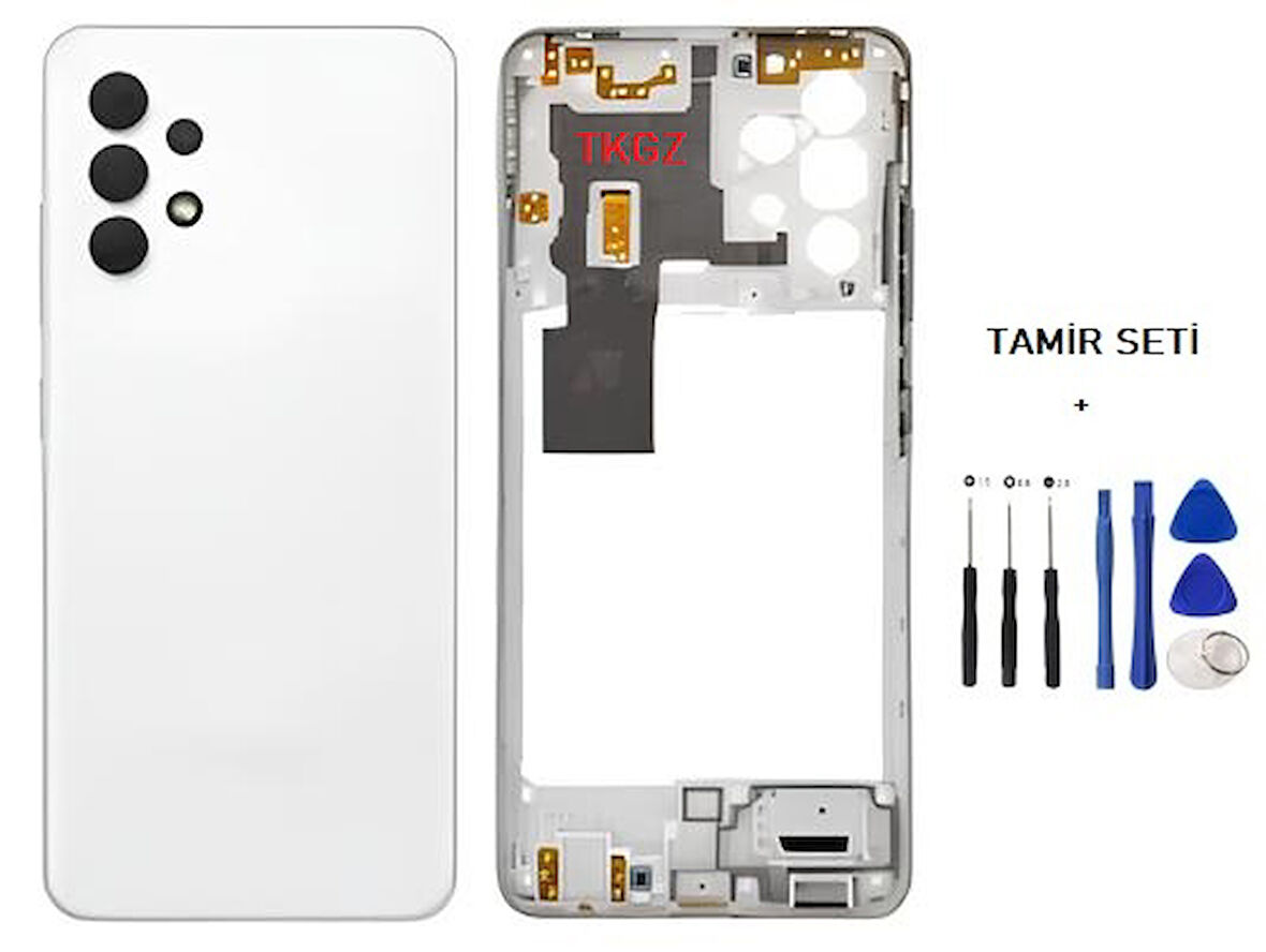 Samsung Galaxy A32  - SM-A325F FULL Kasa Arka Kapak Takım BEYAZ - TAMİR SETİ