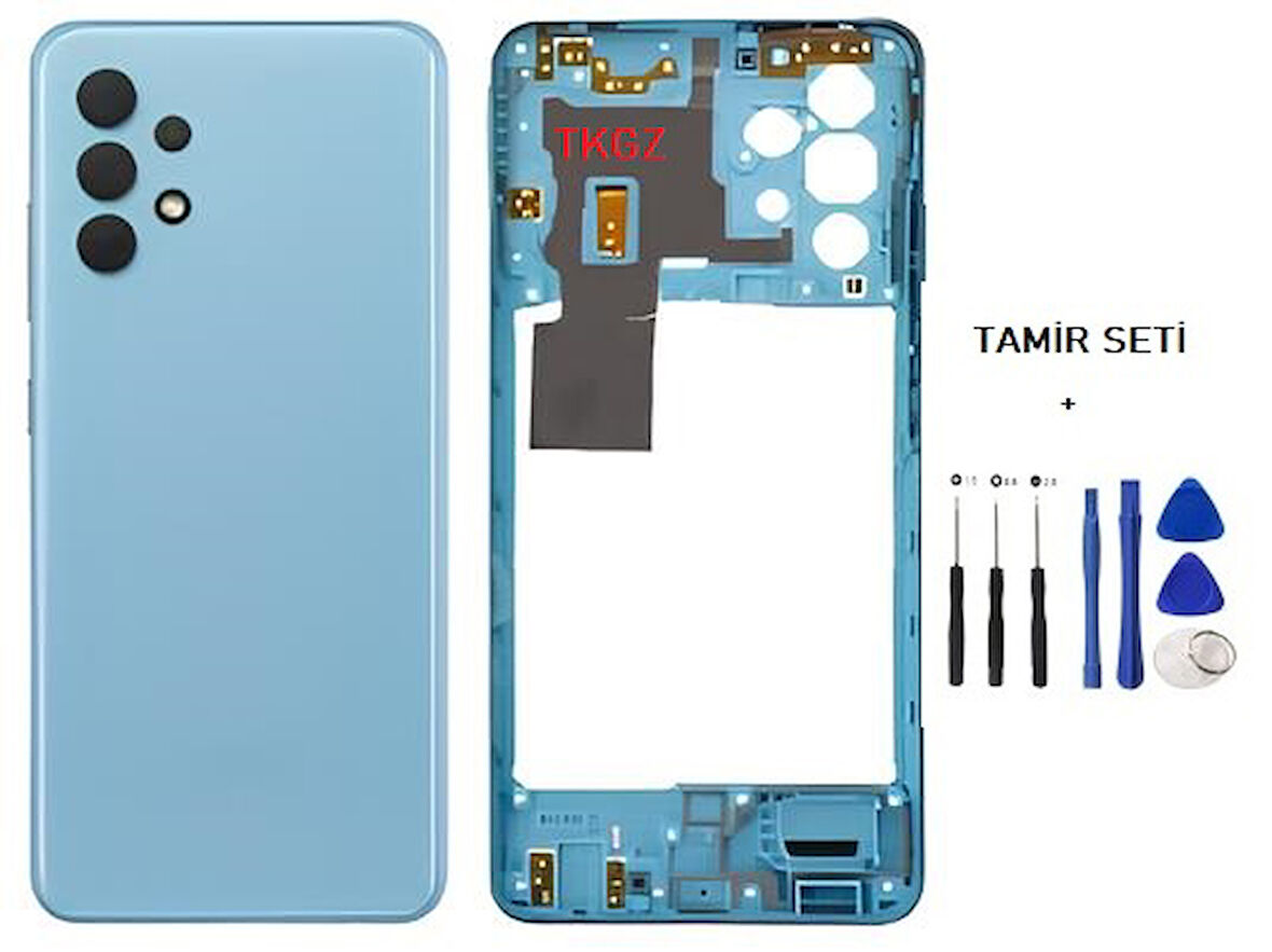 Samsung Galaxy A32  - SM-A325F FULL Kasa Arka Kapak Takım MAVİ - TAMİR SETİ