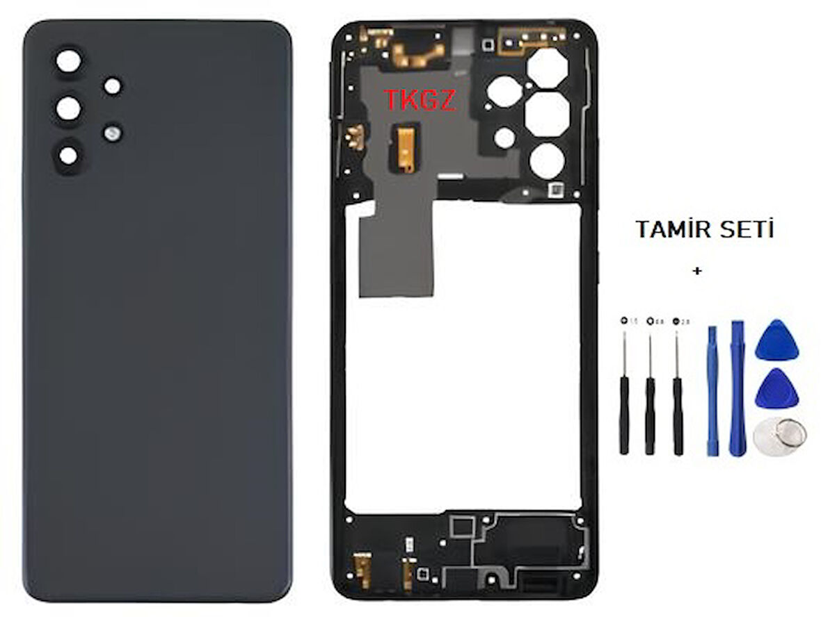 Samsung Galaxy A32  - SM-A325F FULL Kasa Arka Kapak Takım SİYAH - TAMİR SETİ