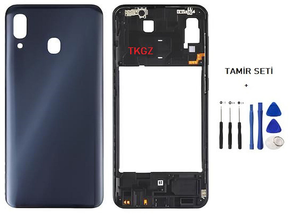 Samsung Galaxy A30  - SM-A305F FULL Kasa Arka Kapak Takım SİYAH - TAMİR SETİ