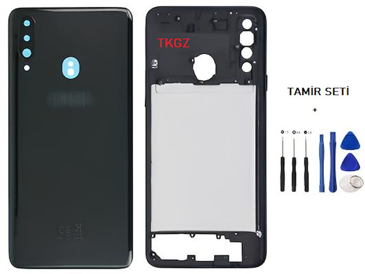 Samsung Galaxy A20S  - SM-A207F FULL Kasa Arka Kapak Takım SİYAH - TAMİR SETİ