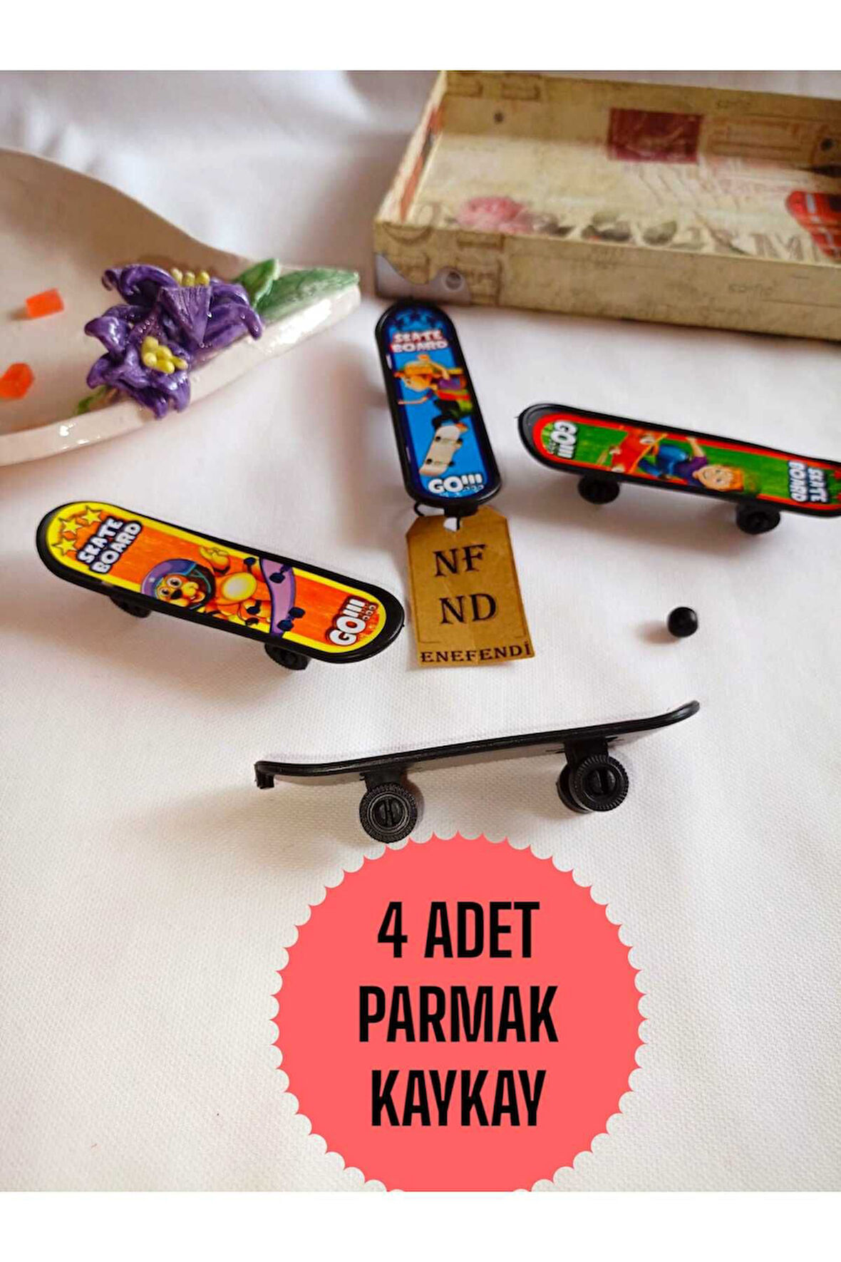 4 Adet Parmak Kaykay Plastik Oyuncak Hediye 10 Cm Erkek Kız Oyuncak Karışık Desenli