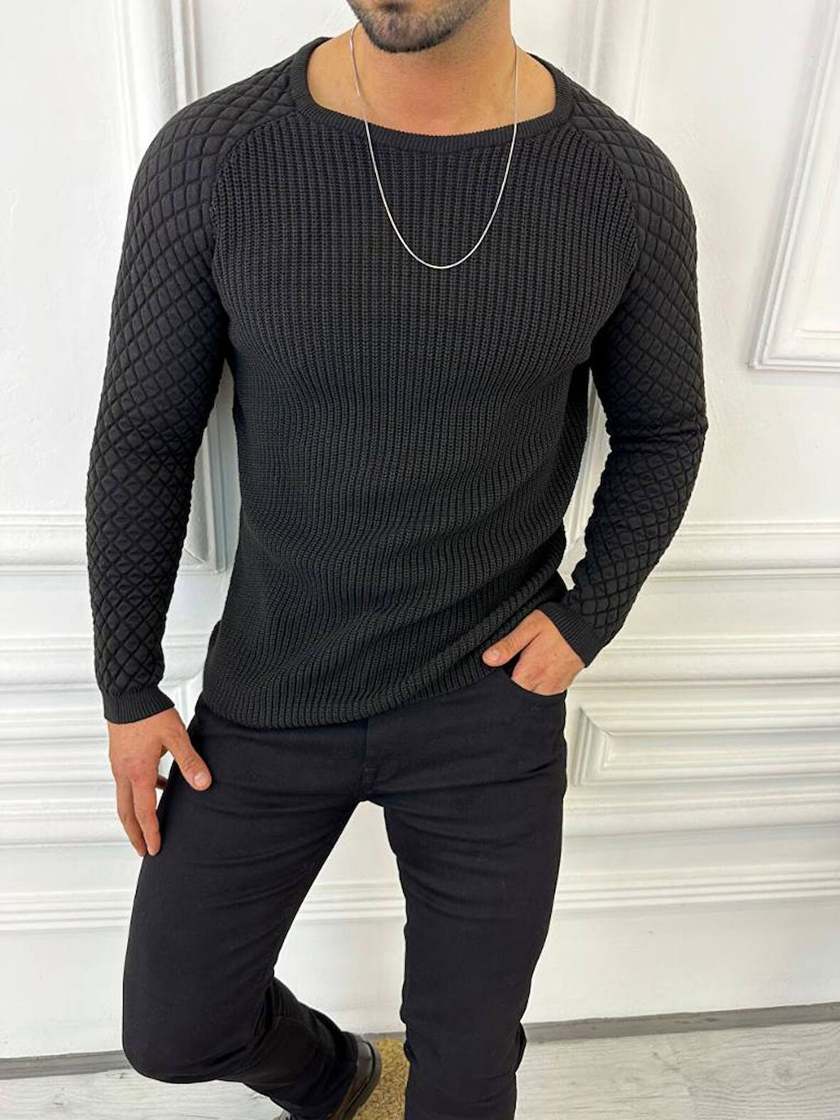 Kazak Örme Tüylenmez Naturel Pamuk Triko Kazak