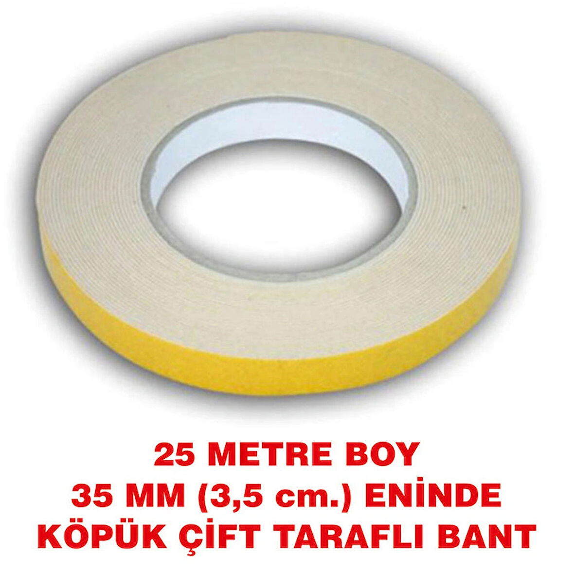 Çift Taraflı içi Köpük Bant 25 metre uzunlukta (35 mm-3,5 cm) eninde