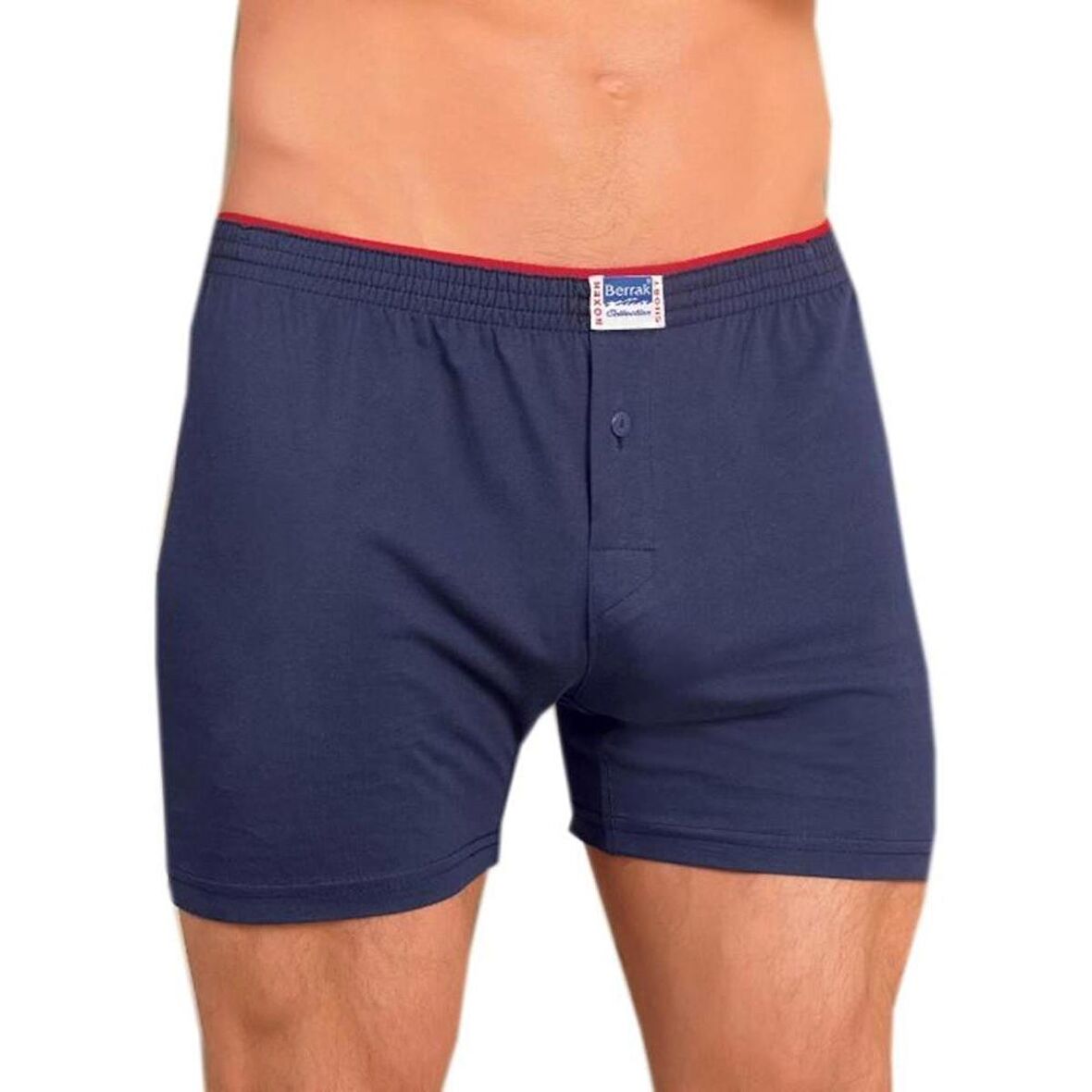 2 Adet Berrak 1099 Düğmeli Erkek Boxer %100 Pamuk Penye Boxer 