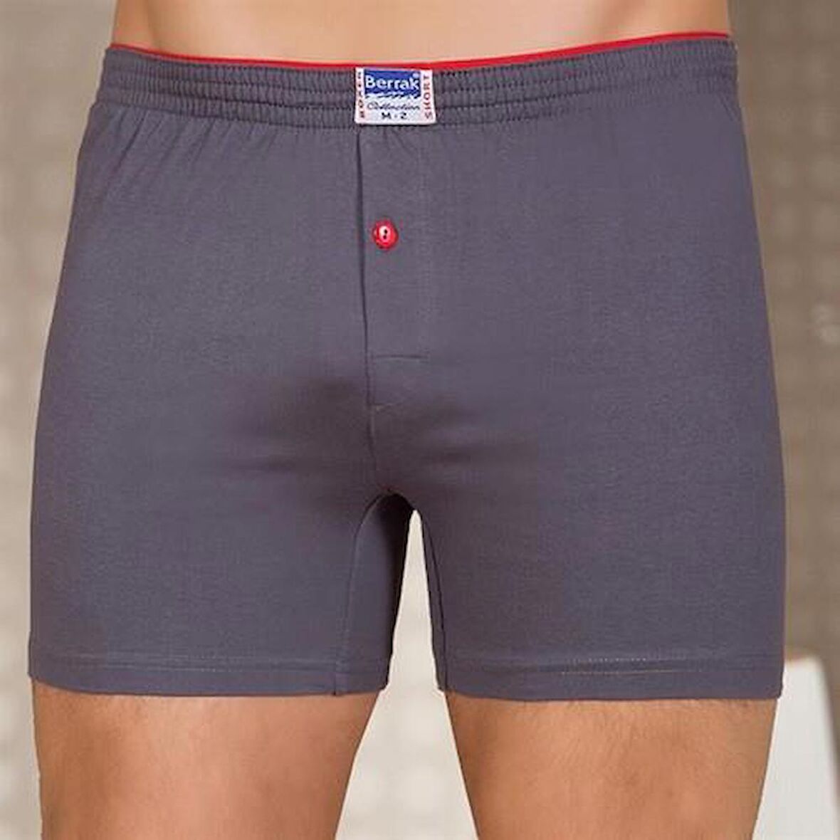 2 Adet Berrak 1099 Düğmeli Erkek Boxer %100 Pamuk Penye Boxer 