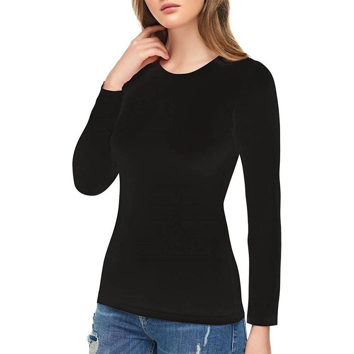 6'Lı TUTKU ELİT 2203 Sıfır Yaka Uzun Kol Kadın Body