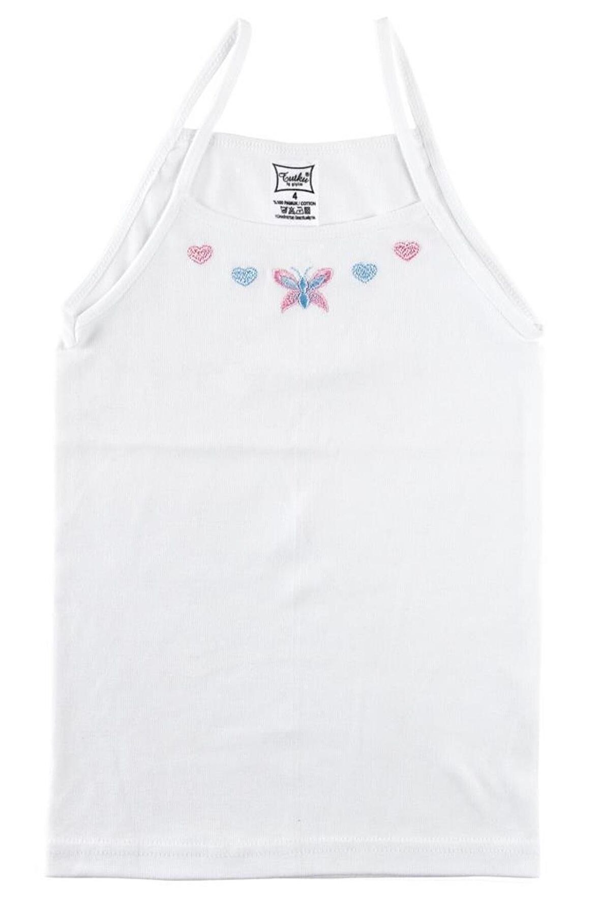 TUTKU 0165 KIZ İP ASKILI İŞLEMELİ ATLET 12 ADET